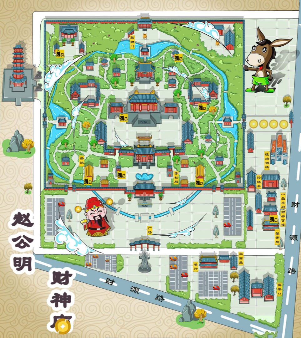 兰陵寺庙类手绘地图